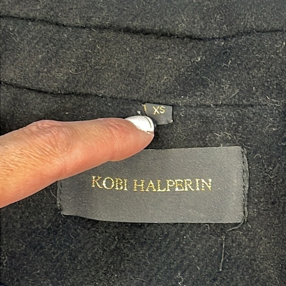 New Kobi Halperin Notched Collar Wool Blend Coat Fur Pockets Shearling Black XS - Picture 9 of 16